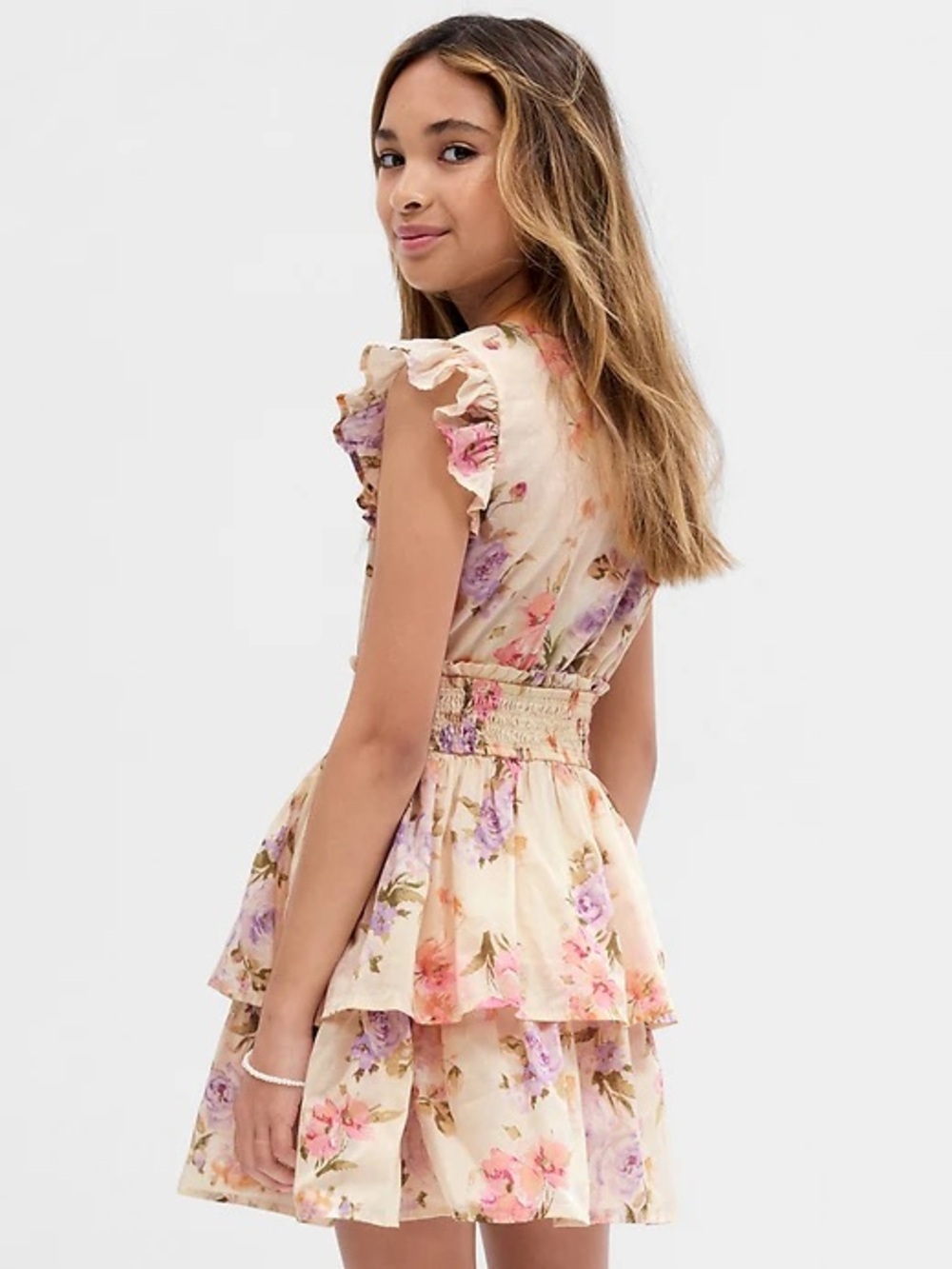 Gap x LoveShackFancy Kids Floral Flutter Sleeve Mini Dress